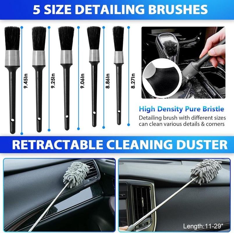 【Springtok】Thinkwork Car Cleaning Kit, Car Vacuum Kit, Car Detailing Kit Interior Cleaner, Gray Car Interior Cleaning Kit Fora Men and Women Tool Brush