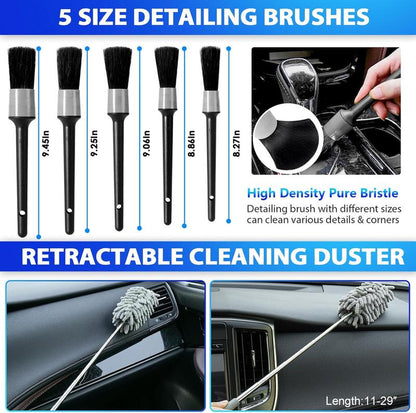 【Springtok】Thinkwork Car Cleaning Kit, Car Vacuum Kit, Car Detailing Kit Interior Cleaner, Gray Car Interior Cleaning Kit Fora Men and Women Tool Brush