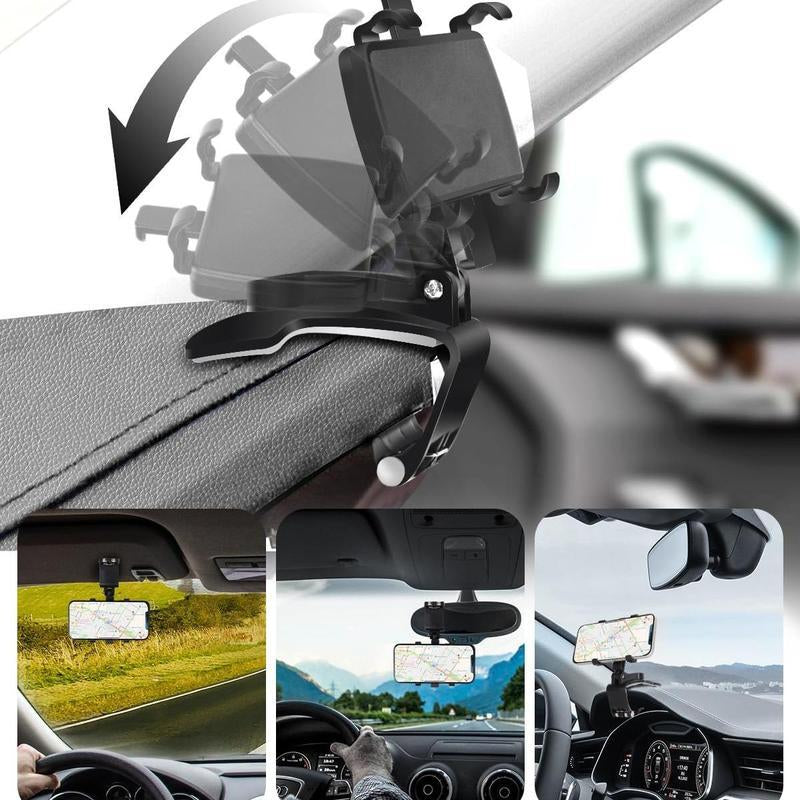 360° Rotatable Retractable Phone Holder Car Mount Stand Rear View Mirror Mount Bracket for Smartphone Cell Phones