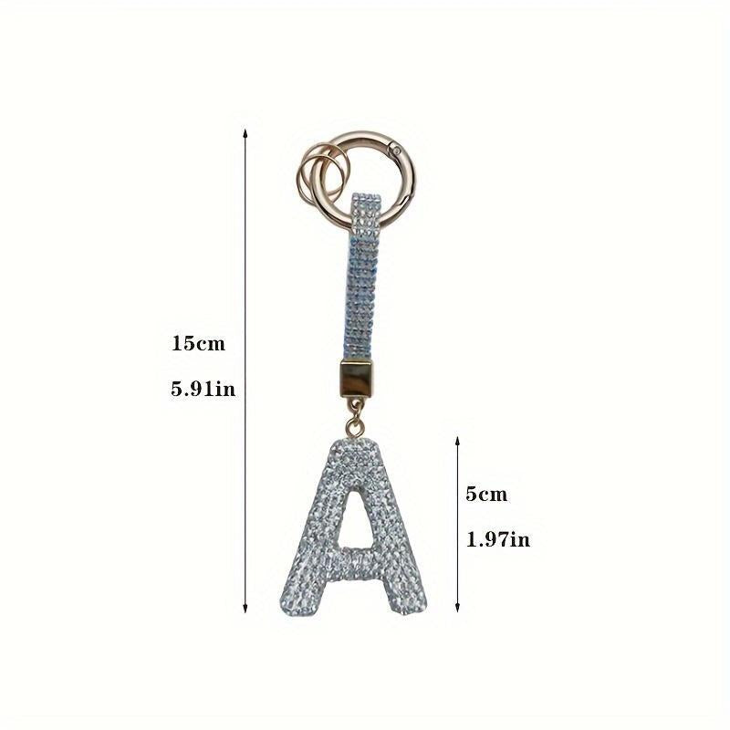 Artificial Rhinestone Letter Decor Car Keychain, Car Interior Decoration Pendant, Fashionable Car Keychain for Women & Girls, Car Decoration Accessories