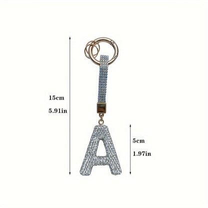 Artificial Rhinestone Letter Decor Car Keychain, Car Interior Decoration Pendant, Fashionable Car Keychain for Women & Girls, Car Decoration Accessories