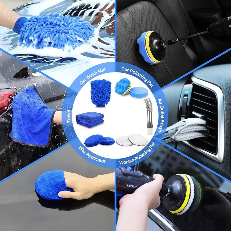 Car Detailing Kit Car Detailing Brush Set, Auto Detailing Drill Brush Set, Car Detailing Brushes, Car Wash Kit, Car Accessories, Car Cleaning Tools Kit for Interior, Exterior, Wheels