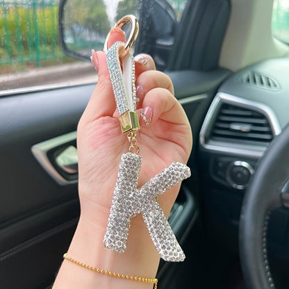 Artificial Rhinestone Letter Decor Car Keychain, Car Interior Decoration Pendant, Fashionable Car Keychain for Women & Girls, Car Decoration Accessories