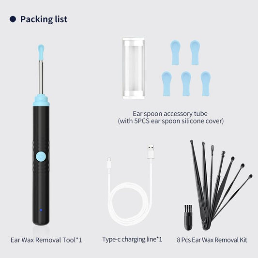 Silicone Ear Hygiene Set, HD Visual Earwax Removal Tool with Camera, 1296P HD Camera Ear Cleaner, Compatible with Iphone and Android Phones, Springtok, Spring Gift Set