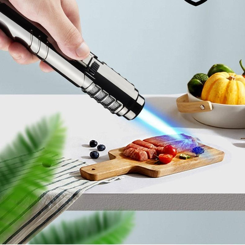 (Without Butane Gas)1800° High Temperature Spray Gun Butane Gas Lighter Metal Outdoor Windproof Blue Powerful Flame Blowtorch Jet Lighter Welding Tool Gift Box Packaging