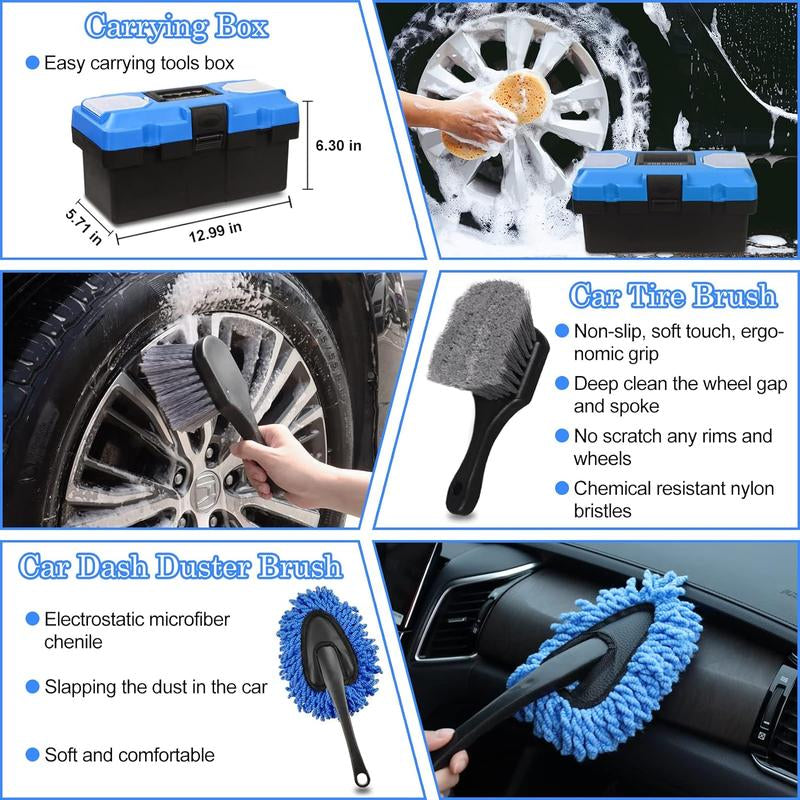 Car Detailing Kit Car Detailing Brush Set, Auto Detailing Drill Brush Set, Car Detailing Brushes, Car Wash Kit, Car Accessories, Car Cleaning Tools Kit for Interior, Exterior, Wheels