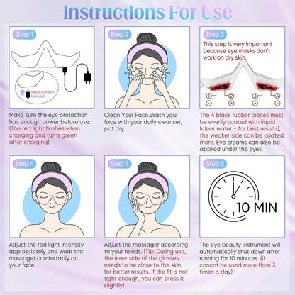 Red Light Massage Glasses for Fundus, 2 Modes, with Eye Massage