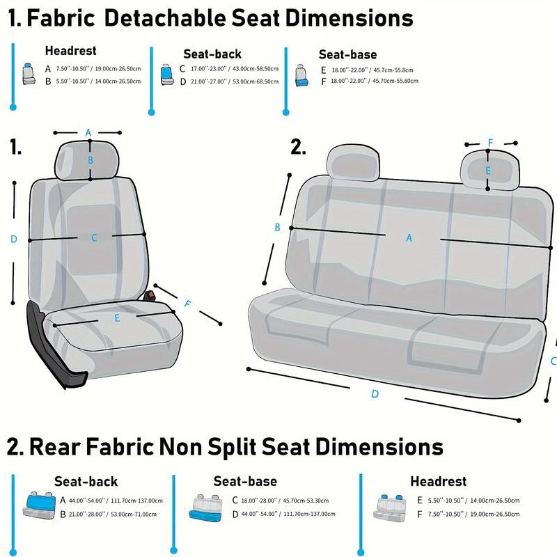 All-Season Car Seat Covers for 5-Seater Cars, Suvs & Pickup Trucks - Easy Install, Durable Polyester, Hand Washable