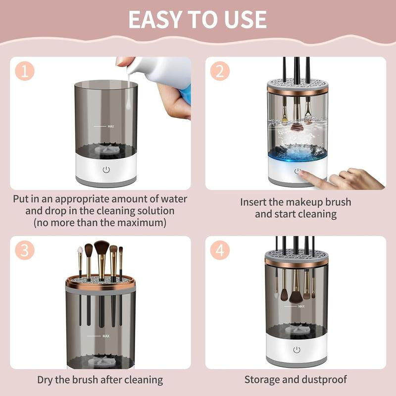 Cosmetic Brush Cleaner, 2025 Upgraded Electric Makeup Brush Cleaner Machine, Brush Blender, Brush Cleaner, Automatic Spinning Makeup Brush Cleaner