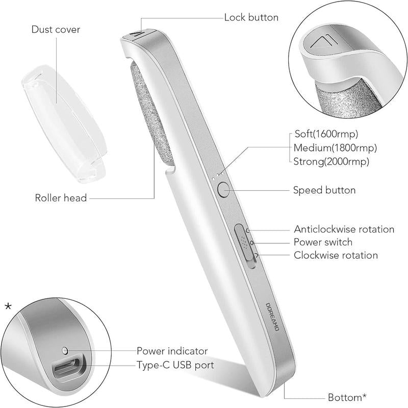 Electric Feet Callus Remover,Portable Electronic Foot File Pedicure Tools,Waterproof Foot Scrubber File,Pedi Foot Care for Dead,Hard Cracked Dry Skin Manicure Nail Nail Care Cutics Nail Art