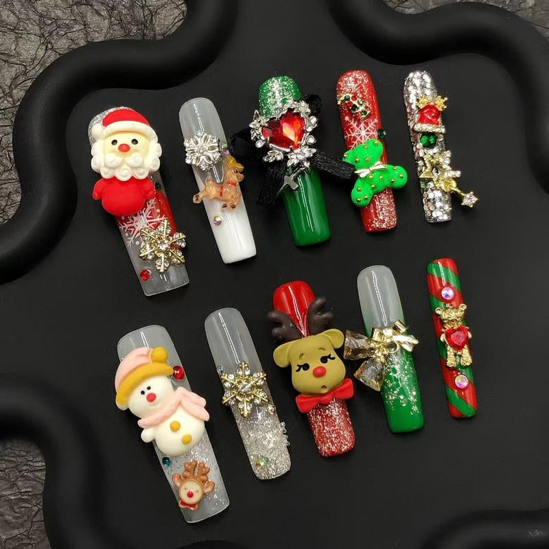 「Black Friday」Handmade 10Pcs Hot Girl Nail Set: Bold & Edgy Styles for a Fierce Look Radiant Salon Quality at Home Easy to Apply Instant Manicure
